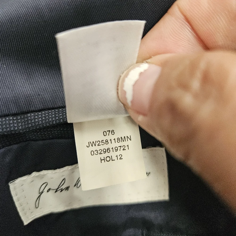 John W. Nordstrom Wool Blazer Mens Woven Two Front Buttons 48R Navy Herringbone